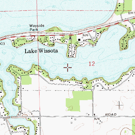 Topographic Map of Lake Wissota Census Designated Place, WI