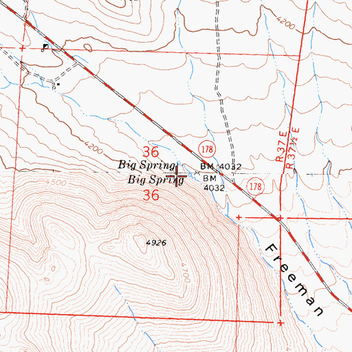 Topographic Map of Big Spring, CA