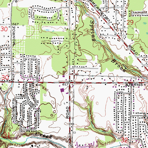 Topographic Map of Lambertville Census Designated Place, MI