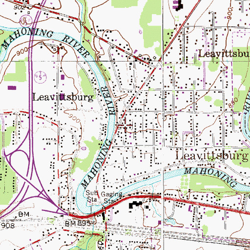 Topographic Map of Leavittsburg Census Designated Place, OH