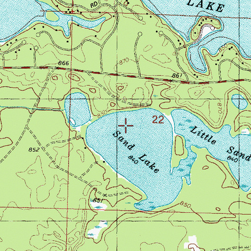Topographic Map of Legend Lake Census Designated Place, WI