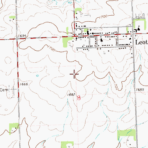 Topographic Map of Leota Census Designated Place, MN