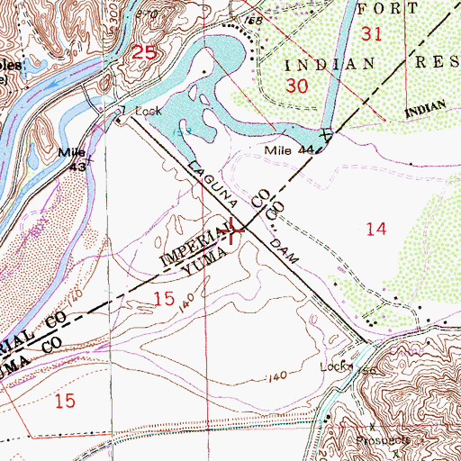 Topographic Map of Laguna Reservoir, AZ