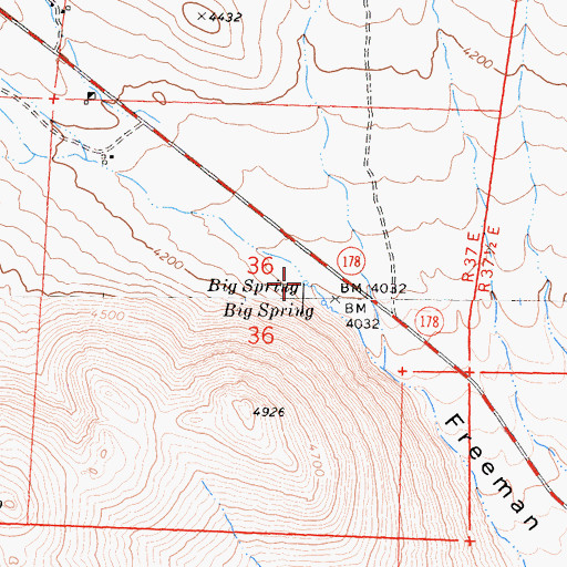 Topographic Map of Big Spring, CA