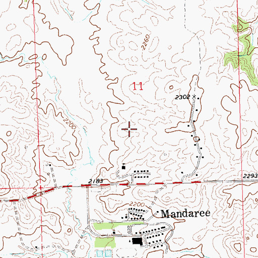 Topographic Map of Mandaree Census Designated Place, ND