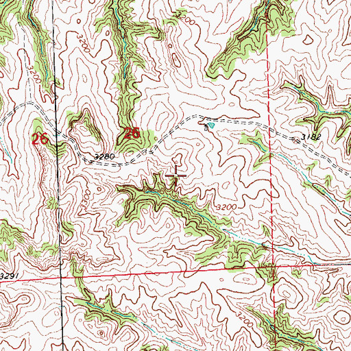 Topographic Map of Manderson-White Horse Creek Census Designated Place, SD