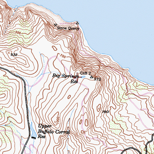 Topographic Map of Big Springs Reservoir, CA