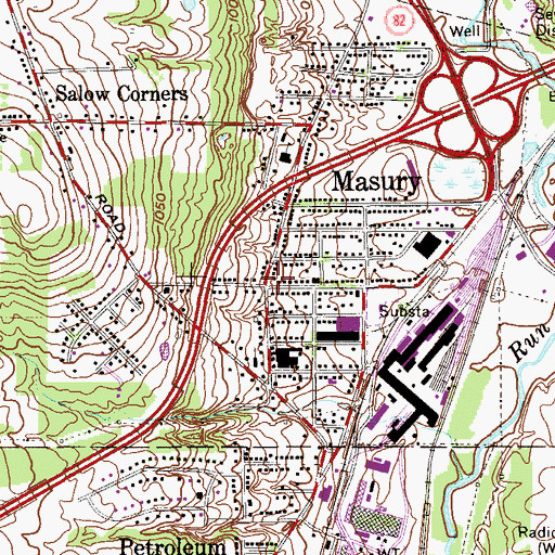 Topographic Map of Masury Census Designated Place, OH