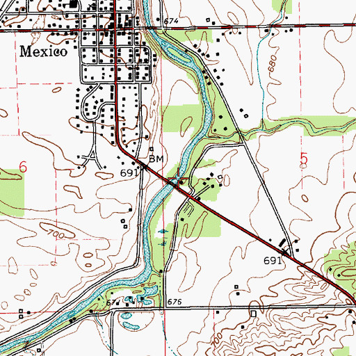 Topographic Map of Mexico Census Designated Place, IN