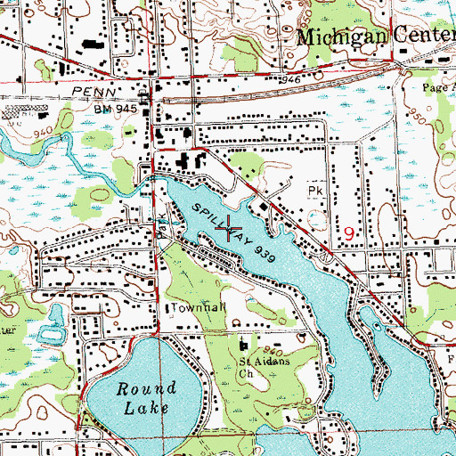 Topographic Map of Michigan Center Census Designated Place, MI