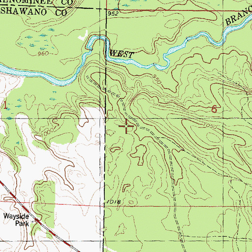 Topographic Map of Middle Village Census Designated Place, WI