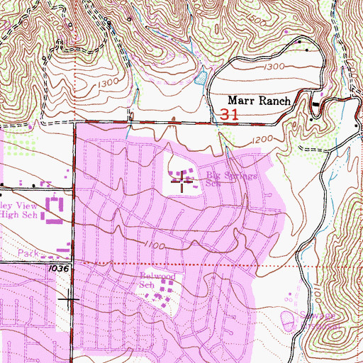 Topographic Map of Big Springs Elementary School, CA