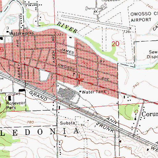 Topographic Map of Middletown Census Designated Place, MI