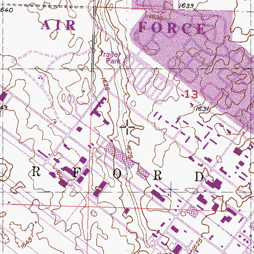 Topographic Map of Minot Air Force Base Census Designated Place, ND