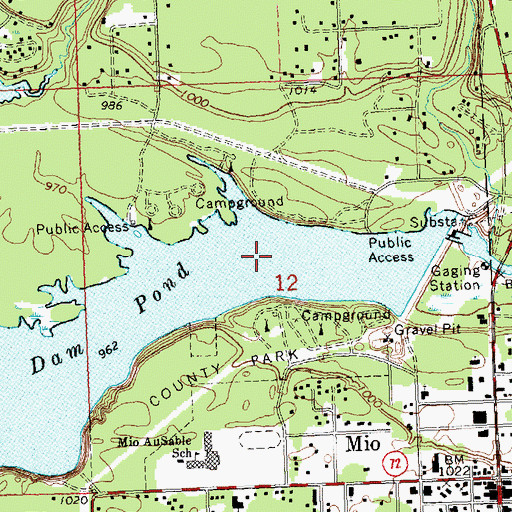 Topographic Map of Mio Census Designated Place, MI