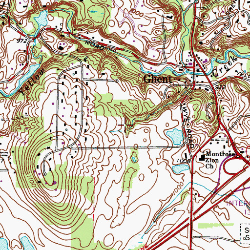 Topographic Map of Montrose-Ghent Census Designated Place, OH