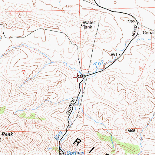 Topographic Map of Big Tar Canyon, CA