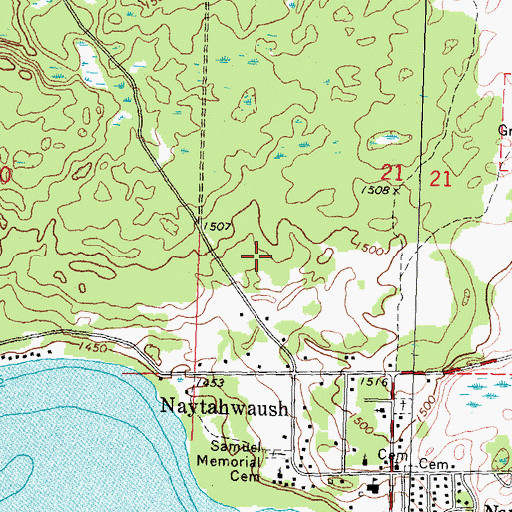 Topographic Map of Naytahwaush Census Designated Place, MN