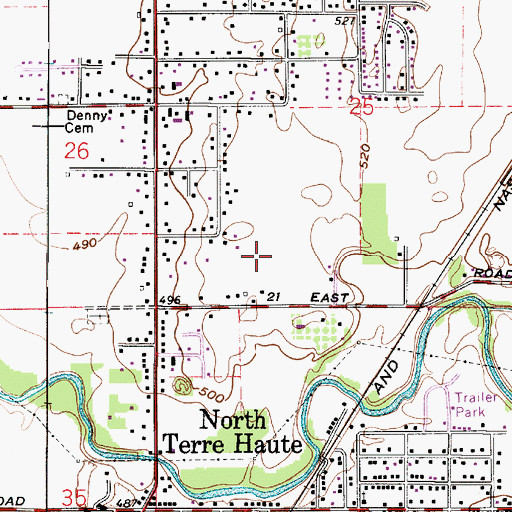 Topographic Map of North Terre Haute Census Designated Place, IN