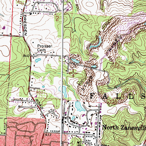 Topographic Map of North Zanesville Census Designated Place, OH