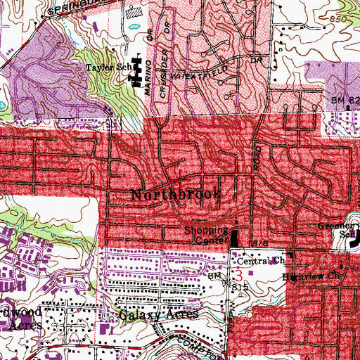 Topographic Map of Northbrook Census Designated Place, OH