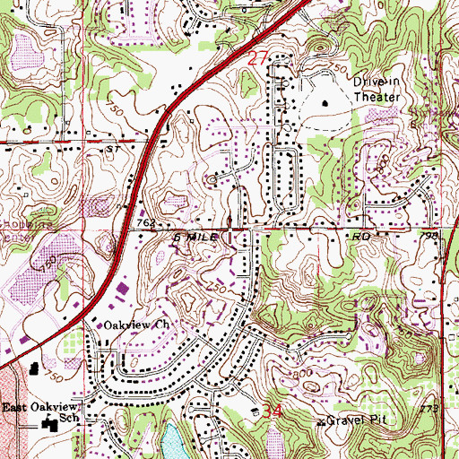 Topographic Map of Northview Census Designated Place, MI