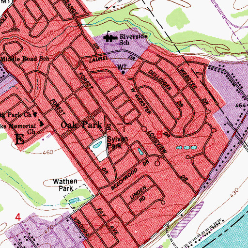 Topographic Map of Oak Park Census Designated Place, IN