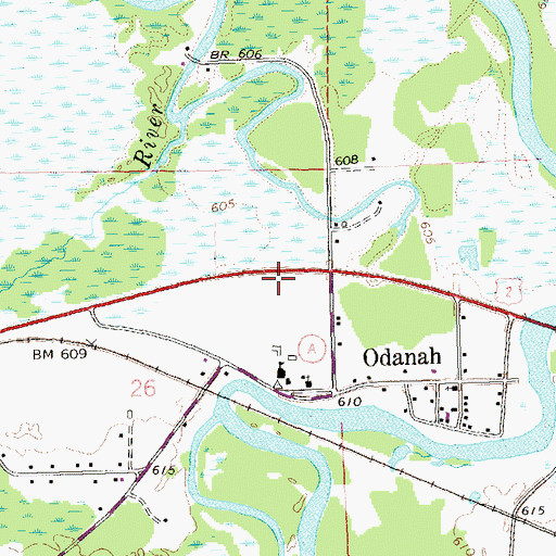 Topographic Map of Odanah Census Designated Place, WI