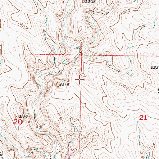 Topographic Map of Okaton Census Designated Place, SD