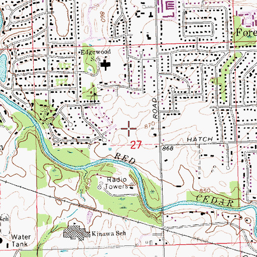 Topographic Map of Okemos Census Designated Place, MI