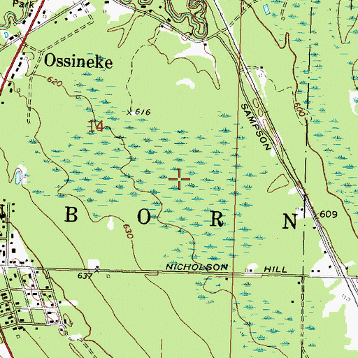 Topographic Map of Ossineke Census Designated Place, MI