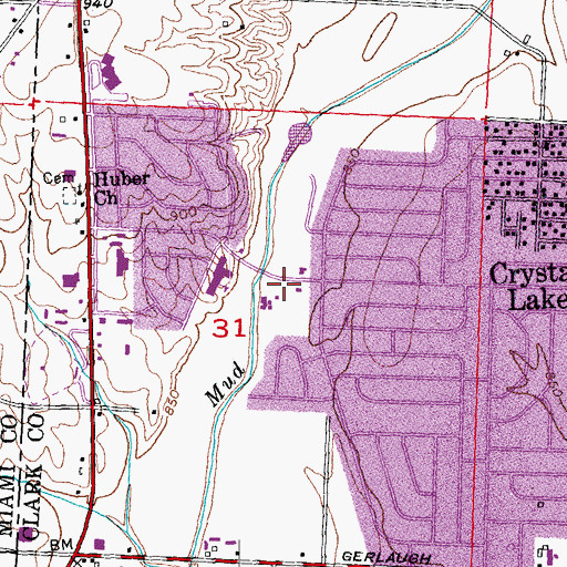 Topographic Map of Park Layne Census Designated Place, OH