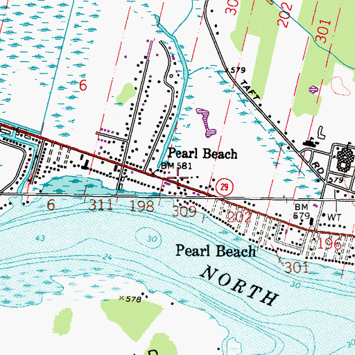 Topographic Map of Pearl Beach Census Designated Place, MI