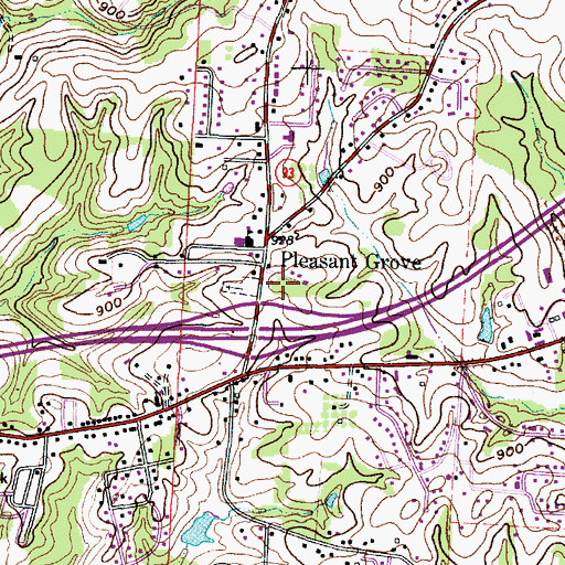 Topographic Map of Pleasant Grove Census Designated Place, OH