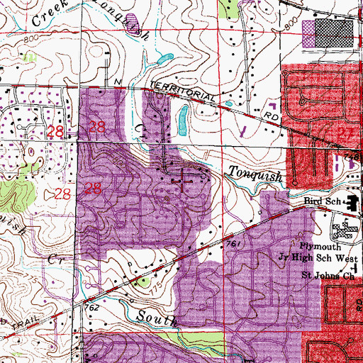 Topographic Map of Plymouth Township Census Designated Place, MI