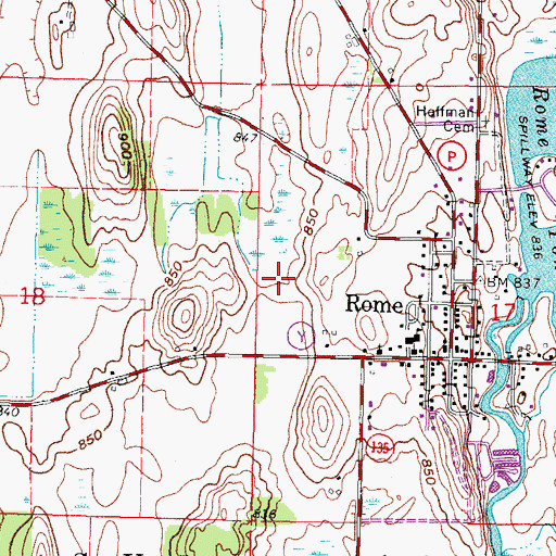 Topographic Map of Rome Census Designated Place, WI