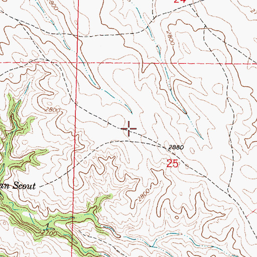 Topographic Map of Rosebud Census Designated Place, SD