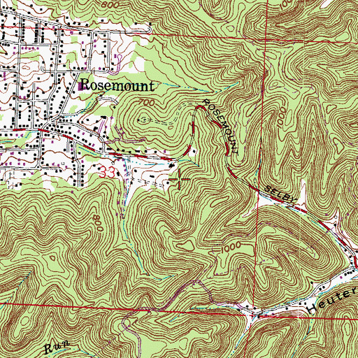 Topographic Map of Rosemount Census Designated Place, OH