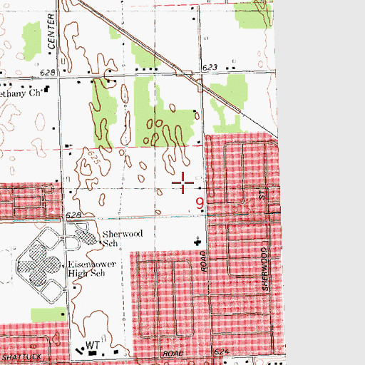 Topographic Map of Saginaw Township North Census Designated Place, MI
