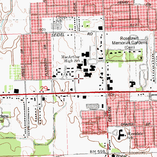 Topographic Map of Saginaw Township South Census Designated Place, MI