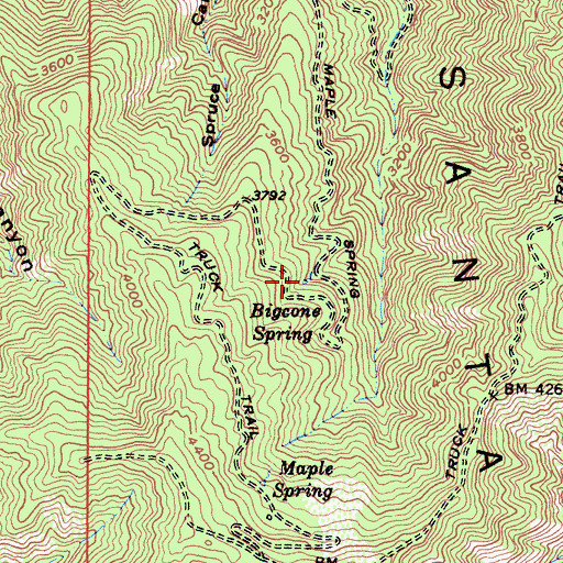 Topographic Map of Bigcone Spring, CA