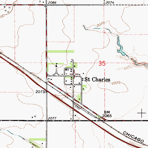 Topographic Map of Saint Charles Census Designated Place, SD