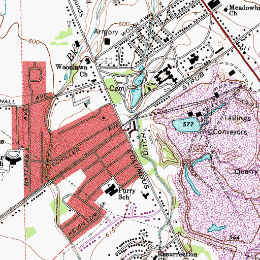 Topographic Map of Sandusky South Census Designated Place, OH