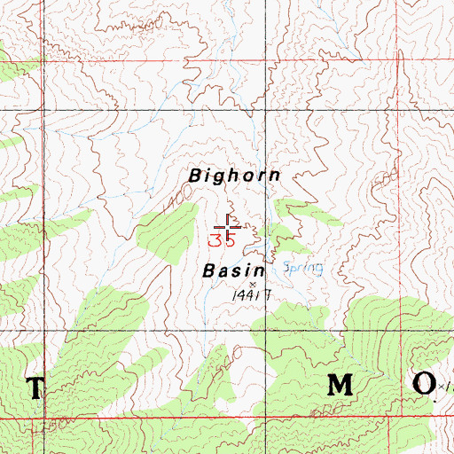 Topographic Map of Bighorn Basin, CA