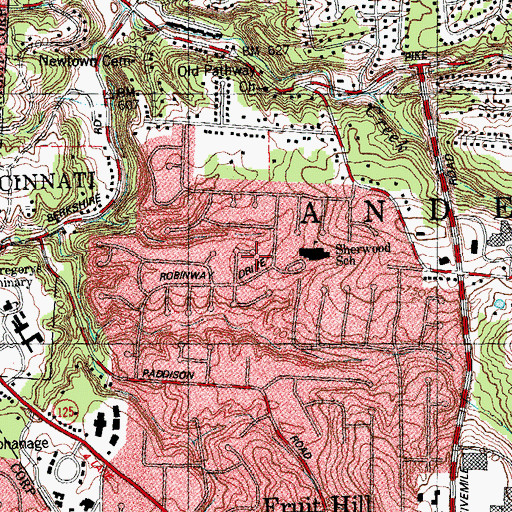 Topographic Map of Sherwood Census Designated Place, OH