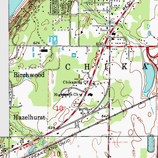 Topographic Map of Shorewood-Tower Hills-Harbert Census Designated Place, MI