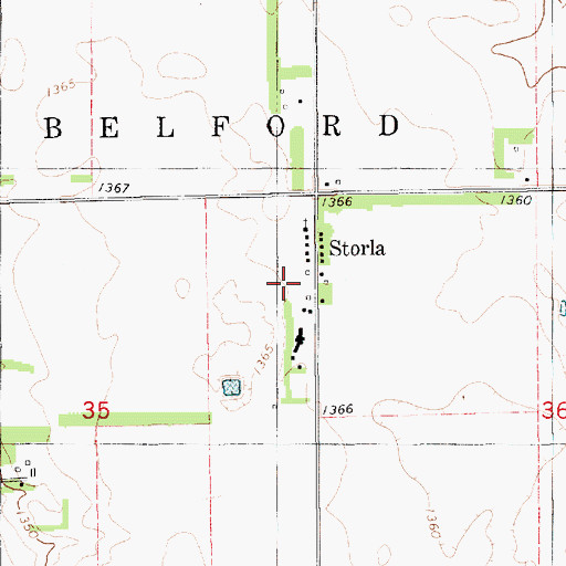 Topographic Map of Storla Census Designated Place, SD