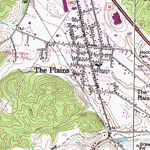Topographic Map of The Plains Census Designated Place, OH