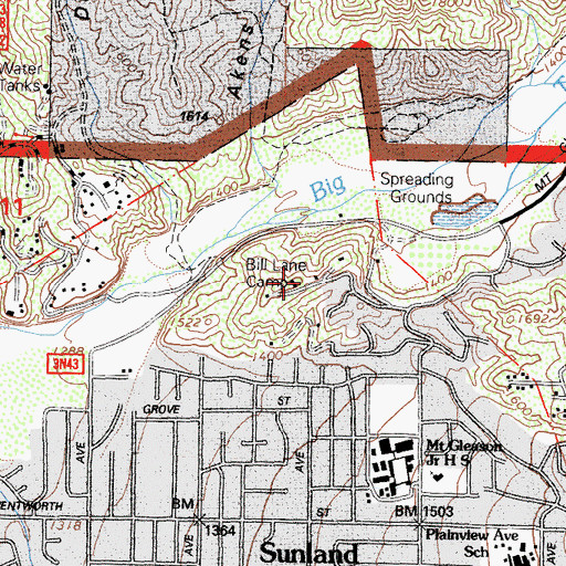 Topographic Map of Bill Lane Camp, CA