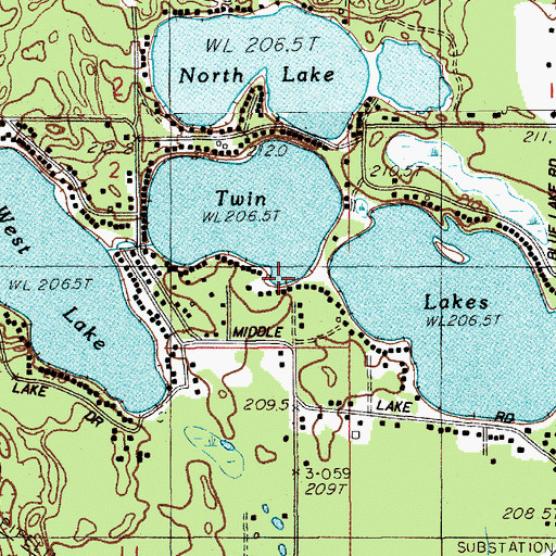 Topographic Map of Twin Lake Census Designated Place, MI